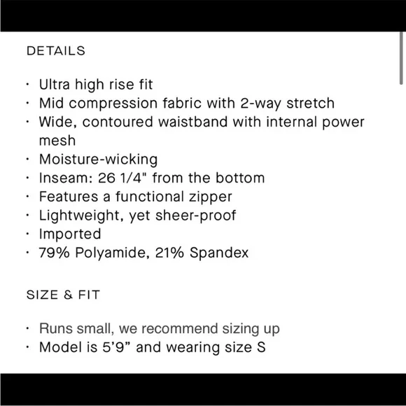 Bandier All Access Ultra High Rise Zip Front Leggings in Black Shine size XS - Picture 5 of 11